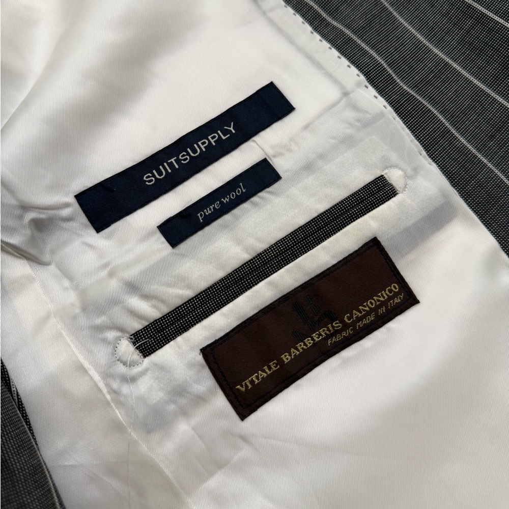 SuitSupply gray pinstripe wool 2pc suit - vitale barberis canonico eu 48/ us 38 - Picture 10 of 11